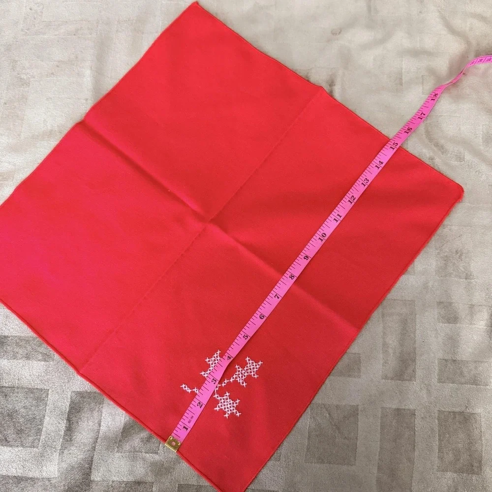 Red Embroidered Floral Cloth Napkins Set Of 8 Cotton Blend Christmas Table Decor